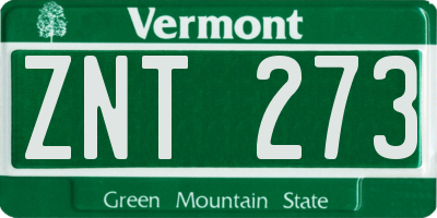 VT license plate ZNT273