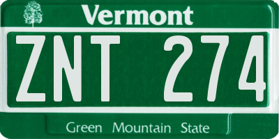 VT license plate ZNT274