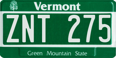 VT license plate ZNT275