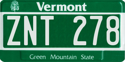 VT license plate ZNT278