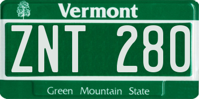 VT license plate ZNT280