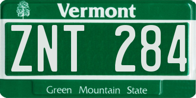 VT license plate ZNT284