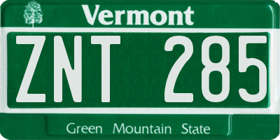 VT license plate ZNT285