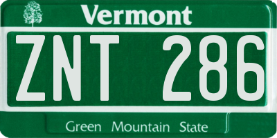 VT license plate ZNT286