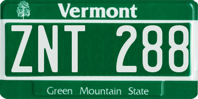 VT license plate ZNT288