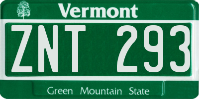 VT license plate ZNT293