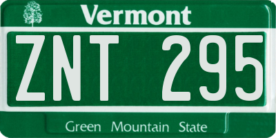 VT license plate ZNT295