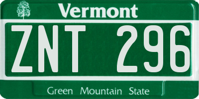 VT license plate ZNT296