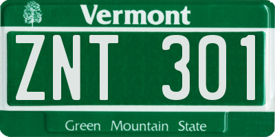 VT license plate ZNT301