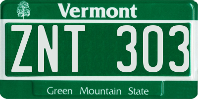VT license plate ZNT303
