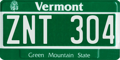 VT license plate ZNT304