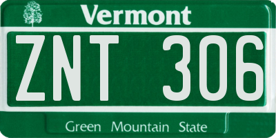 VT license plate ZNT306