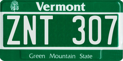 VT license plate ZNT307