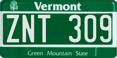 VT license plate ZNT309