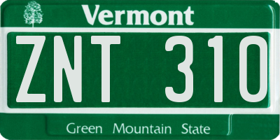 VT license plate ZNT310