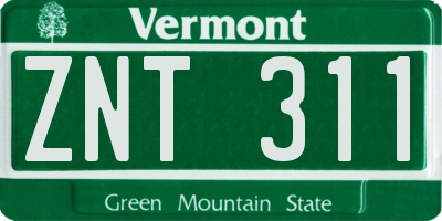 VT license plate ZNT311