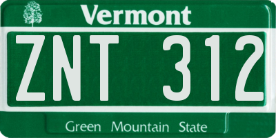 VT license plate ZNT312