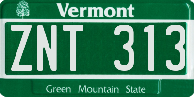 VT license plate ZNT313