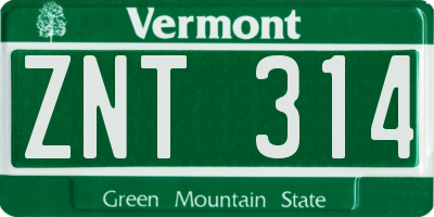 VT license plate ZNT314