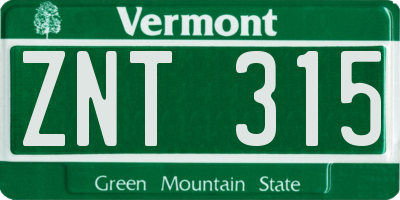 VT license plate ZNT315
