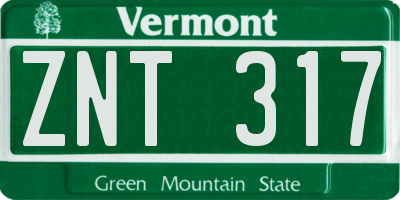 VT license plate ZNT317