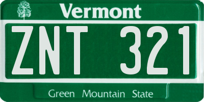 VT license plate ZNT321
