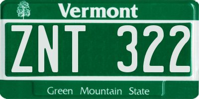 VT license plate ZNT322