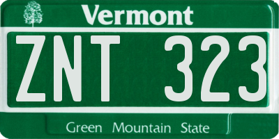 VT license plate ZNT323