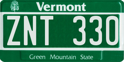 VT license plate ZNT330