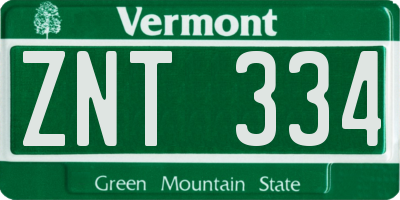 VT license plate ZNT334
