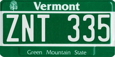 VT license plate ZNT335