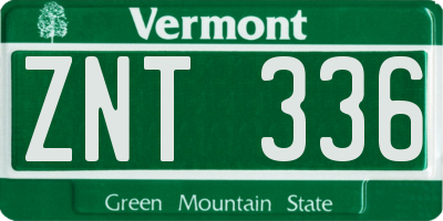 VT license plate ZNT336