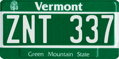 VT license plate ZNT337