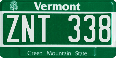VT license plate ZNT338
