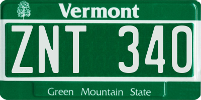 VT license plate ZNT340