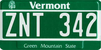 VT license plate ZNT342