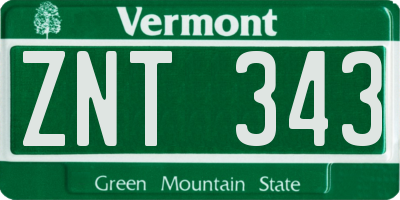 VT license plate ZNT343