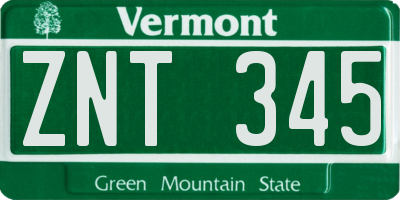 VT license plate ZNT345