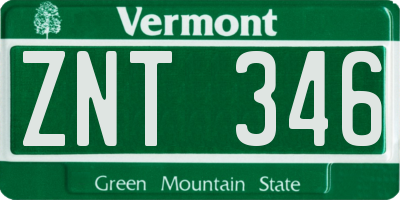VT license plate ZNT346