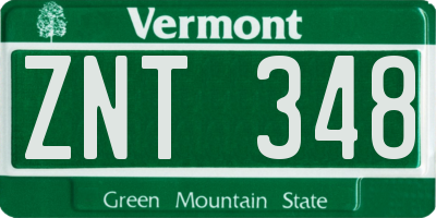 VT license plate ZNT348