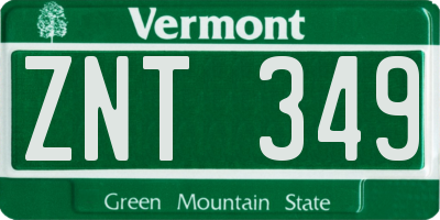 VT license plate ZNT349