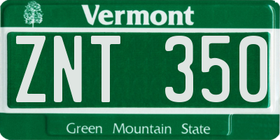 VT license plate ZNT350