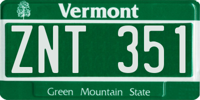 VT license plate ZNT351