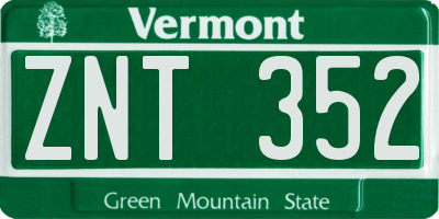 VT license plate ZNT352