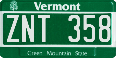 VT license plate ZNT358
