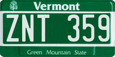VT license plate ZNT359
