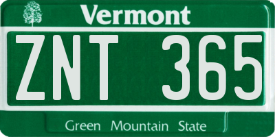 VT license plate ZNT365