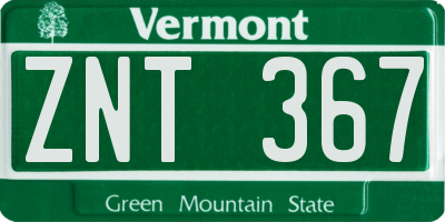 VT license plate ZNT367