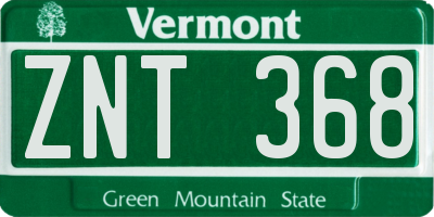 VT license plate ZNT368