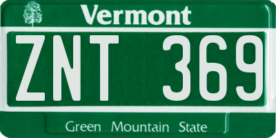 VT license plate ZNT369